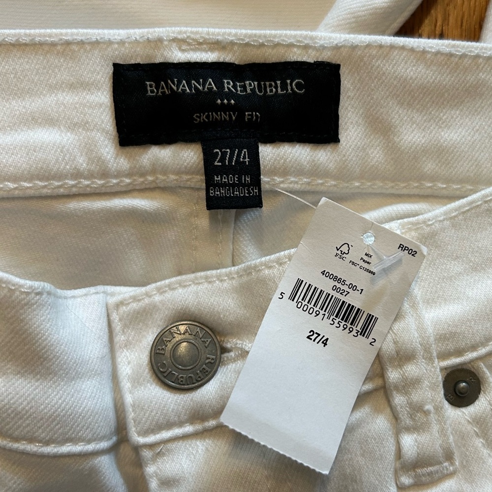 NWT Banana Republic MID-RISE SKINNY JEAN Women SZ 27 in Pure White - Picture 6 of 8